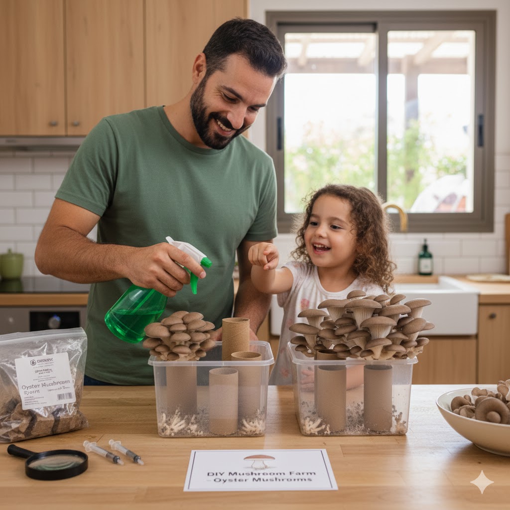 גידול פטריות צדף על גלילי נייר טואלט - פרויקט מהנה לכל המשפחה